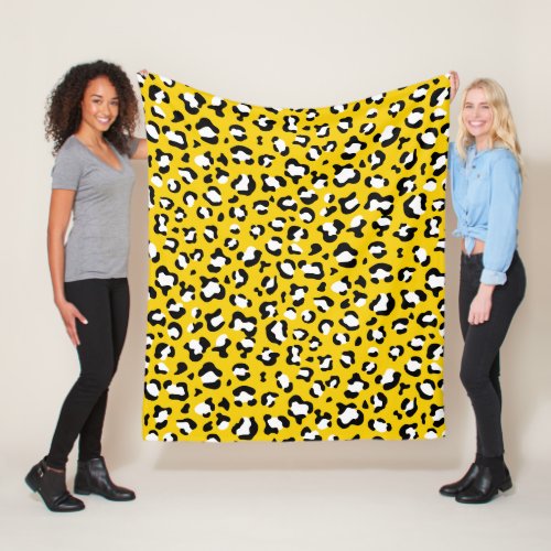 Leopard Print Leopard Spots Yellow Leopard Fleece Blanket