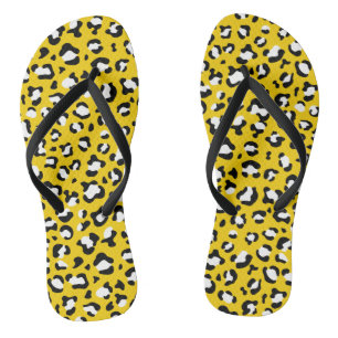 Leopard Print, Leopard Spots, Yellow Leopard Flip Flops