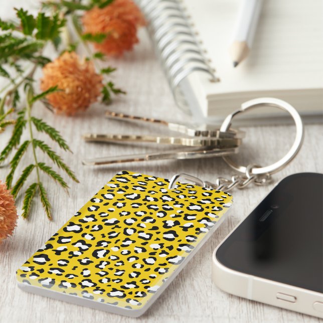 Leopard Print, Leopard Spots, Yellow Leopard Keychain (Front Right)