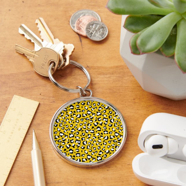 Leopard Print, Leopard Spots, Yellow Leopard Keychain (Desk)