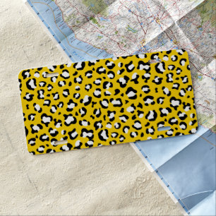 Leopard Print, Leopard Spots, Yellow Leopard License Plate