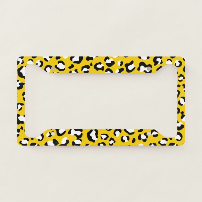 Leopard Print, Leopard Spots, Yellow Leopard License Plate Frame (Front)