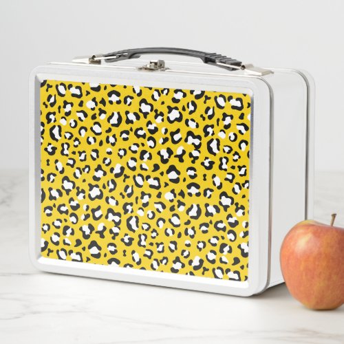 Leopard Print Leopard Spots Yellow Leopard Metal Lunch Box