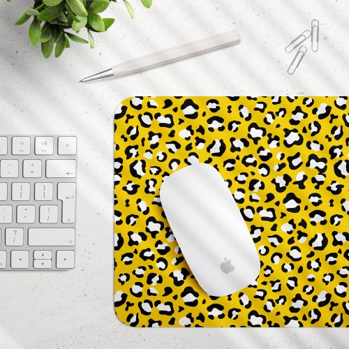 Leopard Print Leopard Spots Yellow Leopard Mouse Pad