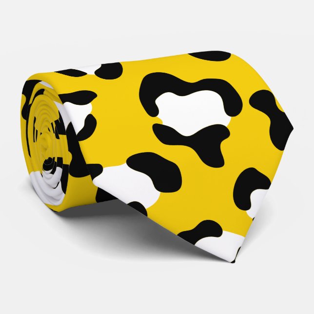 Leopard Print, Leopard Spots, Yellow Leopard Neck Tie (Rolled)