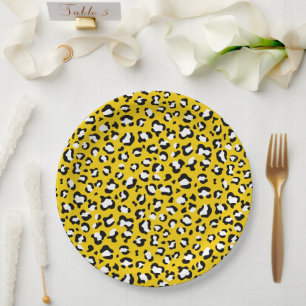 Leopard Print, Leopard Spots, Yellow Leopard Paper Plates