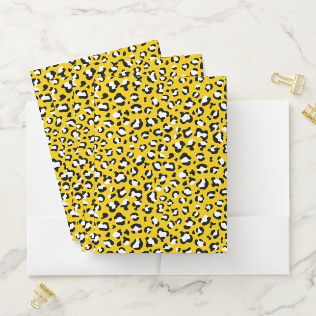 Leopard Print, Leopard Spots, Yellow Leopard Pocket Folder (In Situ)
