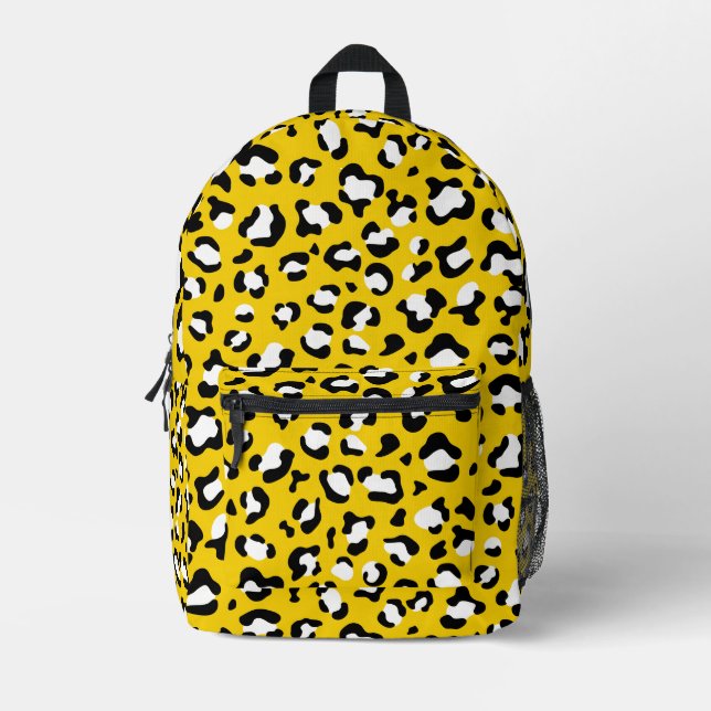 Leopard Print, Leopard Spots, Yellow Leopard Printed Backpack (Front)