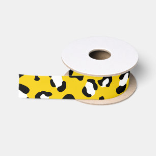 Leopard Print, Leopard Spots, Yellow Leopard Satin Ribbon