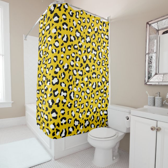 Leopard Print, Leopard Spots, Yellow Leopard Shower Curtain (In Situ)