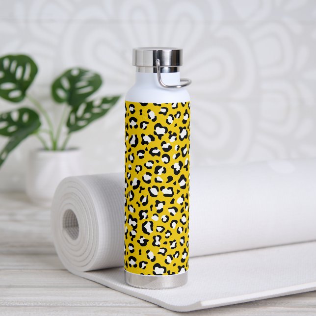 Leopard Print, Leopard Spots, Yellow Leopard Water Bottle (Yoga)