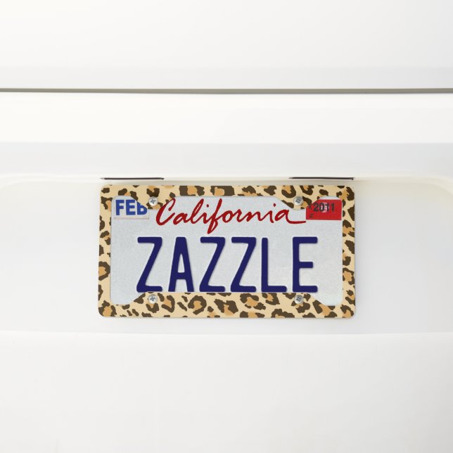 Leopard Print License Plate Frame (On Car)