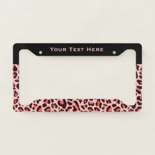 Leopard Print License Plate Frame Hot Pink
