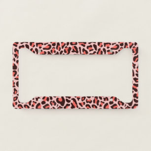 Leopard Print License Plate Frame Hot Pink