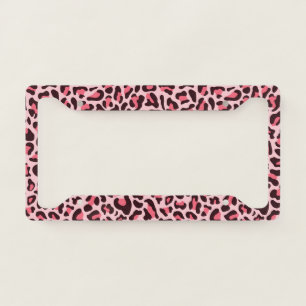 Leopard Print License Plate Frame Hot Pink