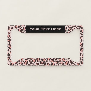Leopard Print License Plate Frame Pink Frames