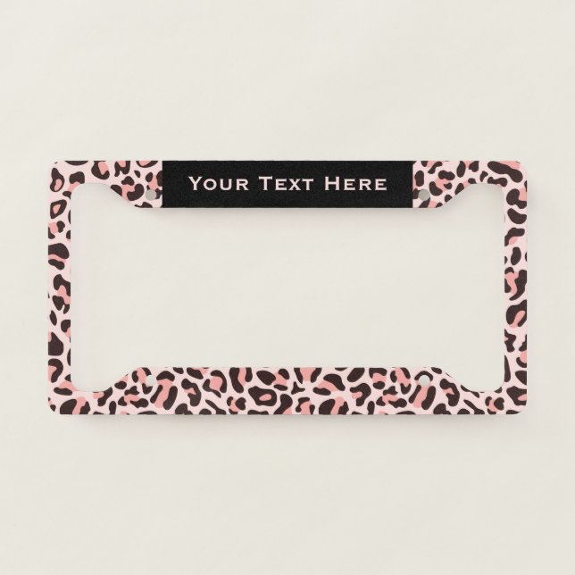 Leopard Print License Plate Frame Pink Frames (Front)