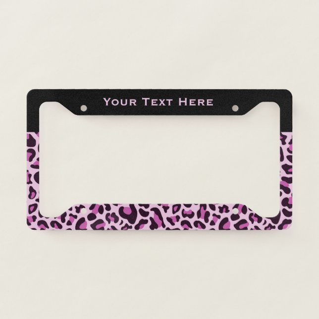 Leopard Print License Plate Frame Purple Frames (Front)