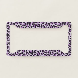 Leopard Print License Plate Frame Purple Frames