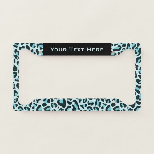 Leopard Print License Plate Frame Teal Blue Frames