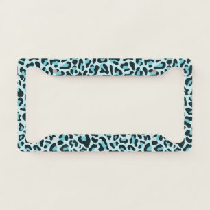 Leopard Print License Plate Frame Teal Blue Frames