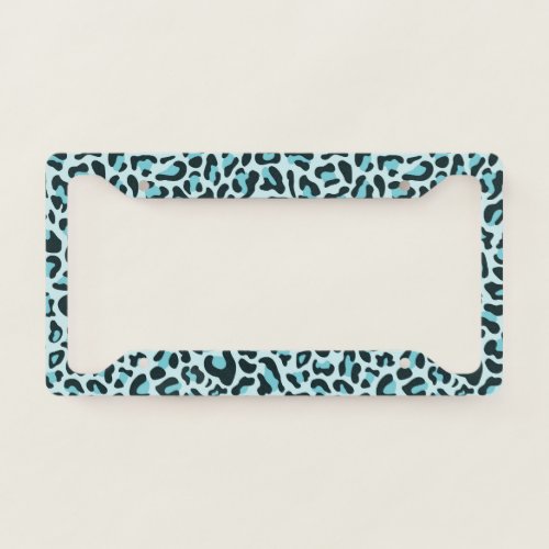 Leopard Print License Plate Frame Teal Blue Frames