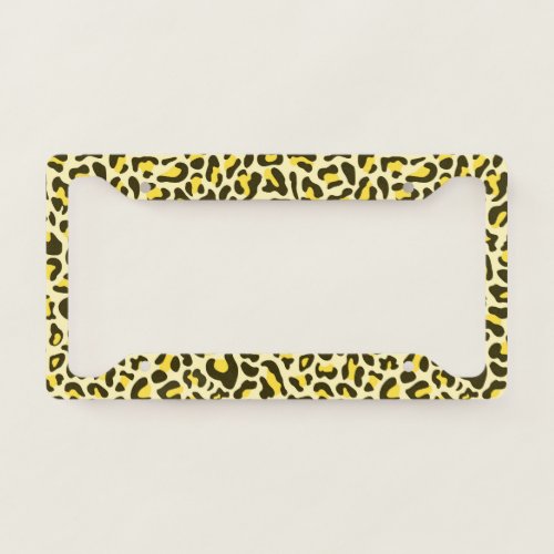 Leopard Print License Plate Frame Yellow Cheetah