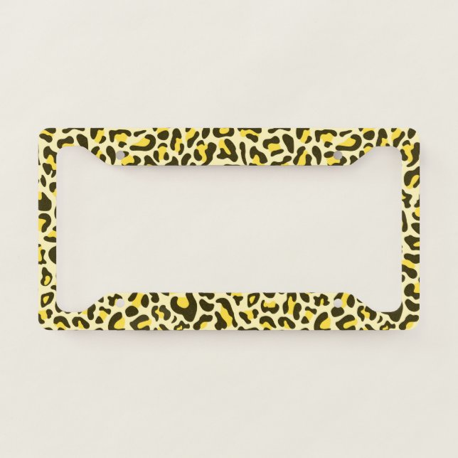 Leopard Print License Plate Frame Yellow Cheetah (Front)
