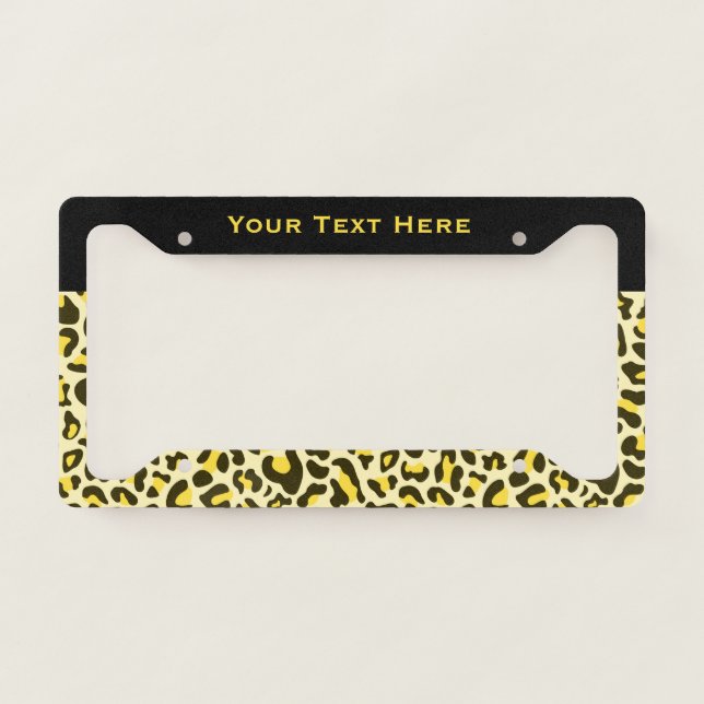 Leopard Print License Plate Frame Yellow Cheetah (Front)