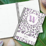 Leopard Print Lilac Grey Monogrammed 2023 Planner<br><div class="desc">Leopard print,  monogrammed planner in lilac grey and white. The template is ready for you to add your monogram (initial and name) and the year. Modern typography and chic animal print design.</div>