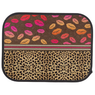Leopard Print Lips Kisses Car Mat