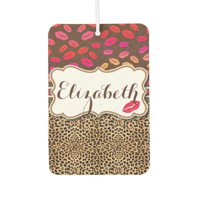 Leopard Print Lips Kisses Personalized Air Freshener (Front)