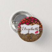 Leopard Print Lips Kisses Personalized Button (Front & Back)