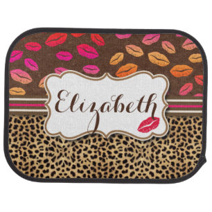 Leopard Print Lips Kisses Personalized Car Floor Mat