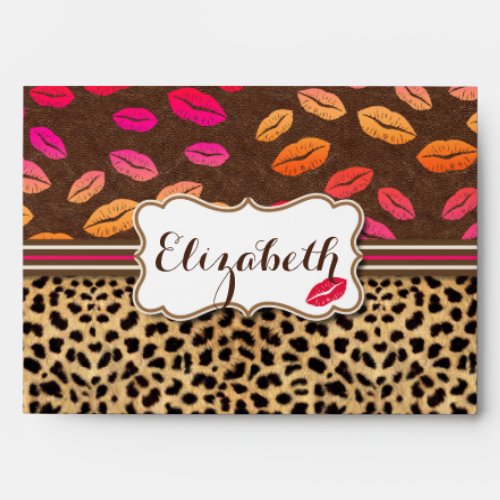 Leopard Print Lips Kisses Personalized Envelope