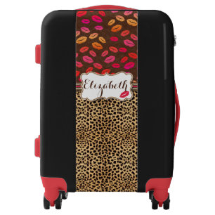Leopard Print Lips Kisses Personalized Luggage