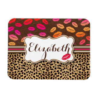 Leopard Print Lips Kisses Personalized Magnet