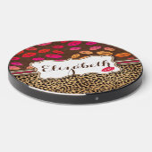 Leopard Print Lips Kisses Personalized Wireless Charger (Front 2)