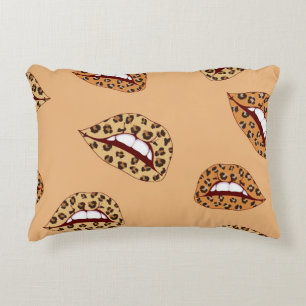 Leopard print lips seamless pattern,cheetah lips d accent pillow