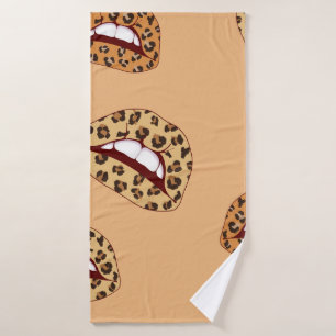 Leopard print lips seamless pattern,cheetah lips d bath towel