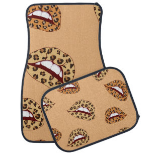 Leopard print lips seamless pattern,cheetah lips d car floor mat