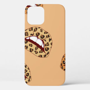 Leopard print lips seamless pattern,cheetah lips d iPhone 12 case