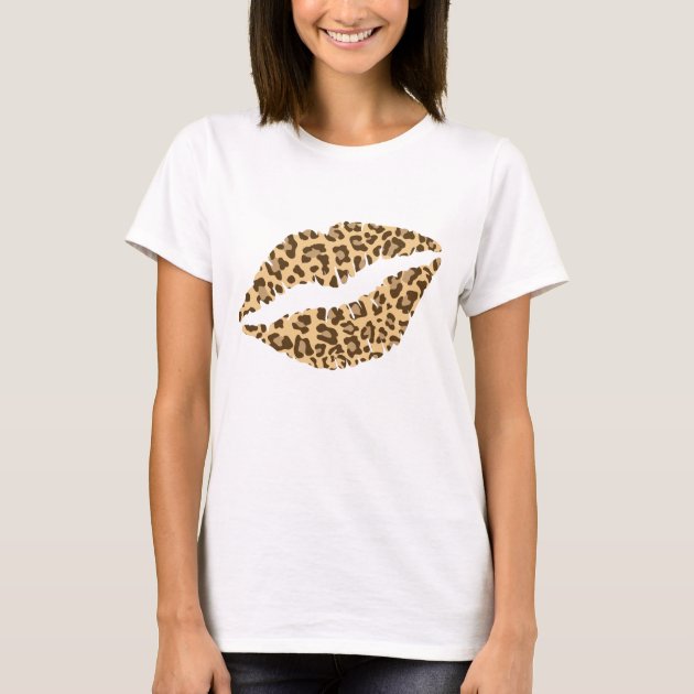 leopard print lips t shirt