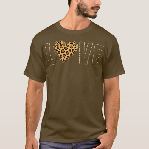 Leopard Print Love Heart gift Cool Leopard gift T_Shirt