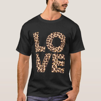 Leopard Print Love Heart Gift Cool Leopard Gift T-Shirt