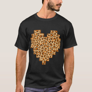 Leopard Print Love Heart Gift Cool Leopard Gift T-Shirt
