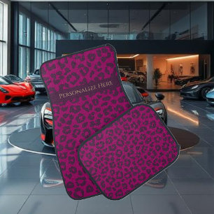 Leopard Print-Magenta Car Floor Mat