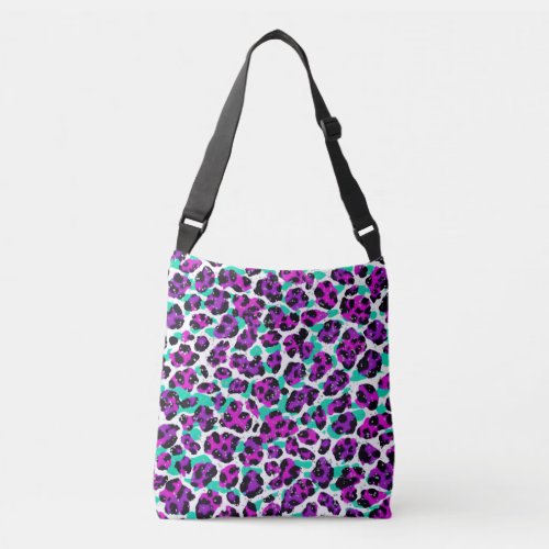 Leopard Print Magenta Pink Teal Blue Crossbody Bag