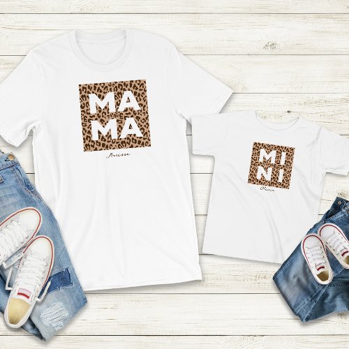 Leopard Print Mama and Mini Matching Outfit T_Shirt