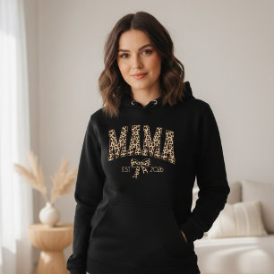 Leopard Print Mama Varsity Feminine Aesthetic Hoodie